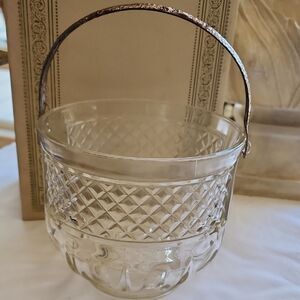 Mid Century Modern 1950's Barware Ice Bucket  with Hammered Handle